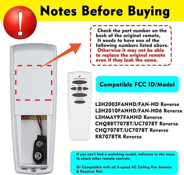 Ceiling Fan Remote for HD6 Reverse - Image 2