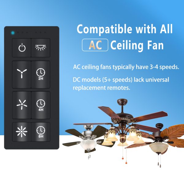 Smart Ceiling Fan Remote Kit for AC Fan (Black) - Image 3